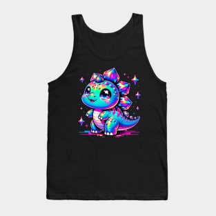 Baby Stegosaurus Cute Neon Kawaii Dino Chibi Tank Top